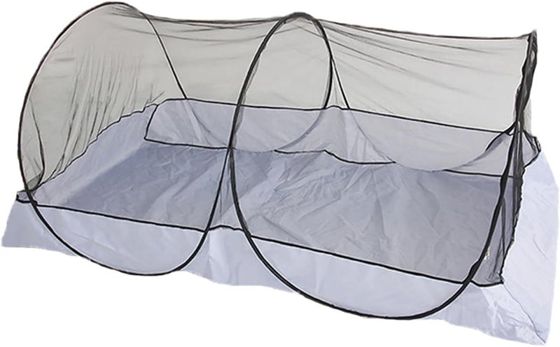 CMINGJ Portable Mosquito Net Foldable Pop-Up Travel Mosquito Net for Bed Free Installation-Suitable for Baby Adults Bedroom, Camping, nap, Patio (Large-Bottom Zipper(Black net)) - Image 1